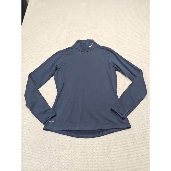 Nike Shirt Womens Large Navy Dri Fit Turtleneck Base Layer - Picture 1 of 8